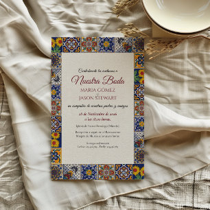 Invitación Talavera Mayólica Floral Geométrica Boda Española