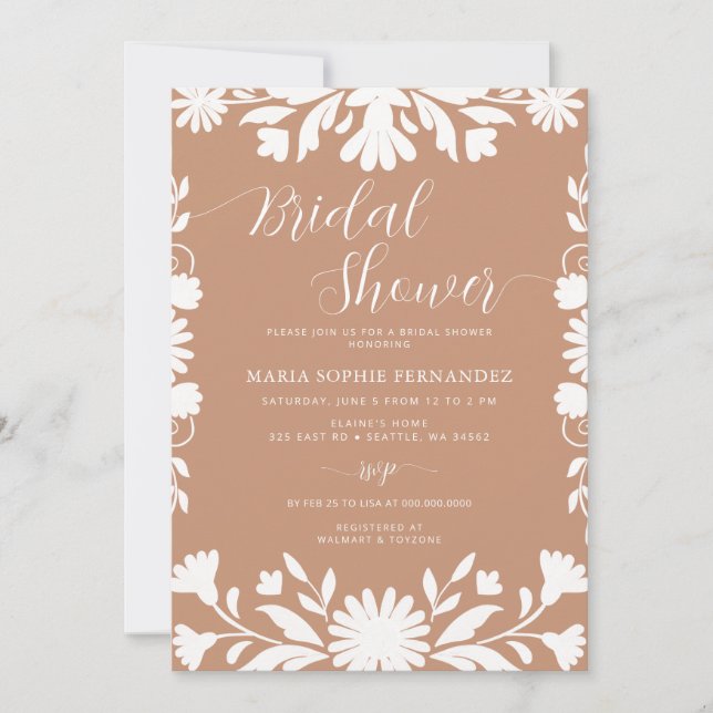Invitación Talavera mexicana Boho Barro Bridal (Anverso)