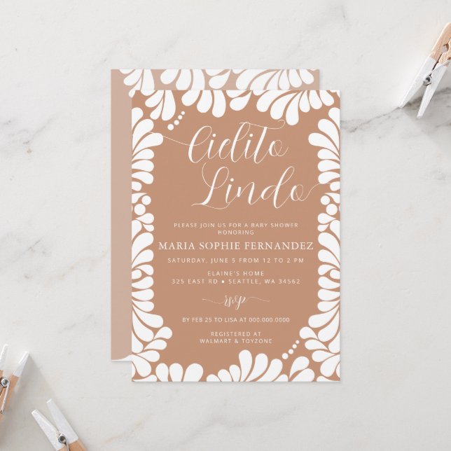 Invitación Talavera mexicana Boho Cielito Lindo Baby Shower (Anverso/Reverso In Situ)