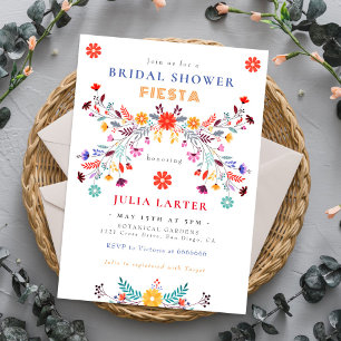 Invitación Talavera mexicana Floral Fiesta Bridal Ducha