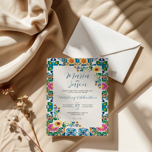 Invitación Talavera Mexicana Mayólica Girasoles Boda Fiesta