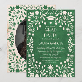 Invitación Talavera Mexicana Verde Beige Foto de Graduación