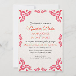 Invitación Talavera Orange Floral Minimalist Spanish Wedding