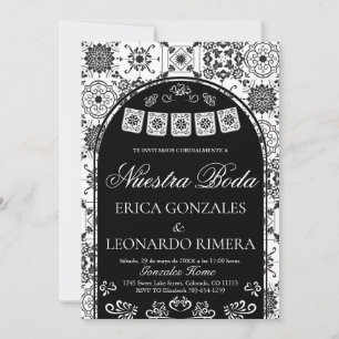 Invitación Talavera Papel Picado Boda Española