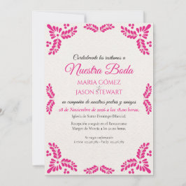 Invitación Talavera Pink Floral Minimalist Spanish Wedding