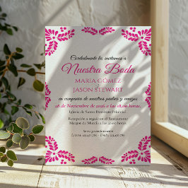 Invitación Talavera Pink Floral Minimalist Spanish Wedding