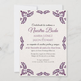 Invitación Talavera Purple Floral Minimalist Spanish Wedding