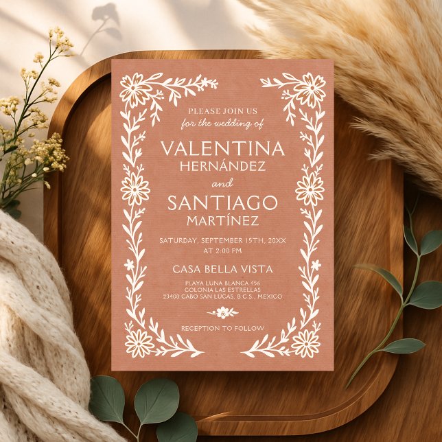 Invitación Talavera Terracotta Mexican Floral Boho Wedding (Subido por el creador)