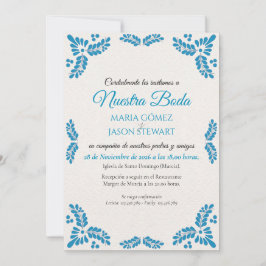 Invitación Talavera Turquoise Minimalist Spanish Wedding