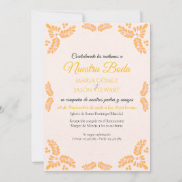 Invitación Talavera Yellow Floral Minimalist Spanish Wedding
