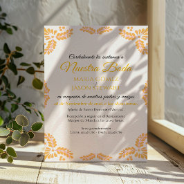 Invitación Talavera Yellow Floral Minimalist Spanish Wedding