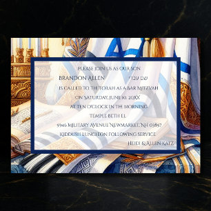 Invitación Talit de acuarela para Bar Mitzvah 3