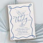 Invitación Talk 30 To Me Whimsical Doodle Art 30th Birthday<br><div class="desc">Celebrate your big milestone in whimsical style with this fun Talk 30 To Me birthday party invitation. It features a handdrawn martini in a tall stemmed cocktail glass. A playful blue doodle handdrawn border frames the casual text in trendy style. The same border is repeated on the back of the...</div>