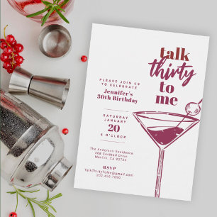 Invitación Talk Thirty To Me 30th Cocktail Birthday White