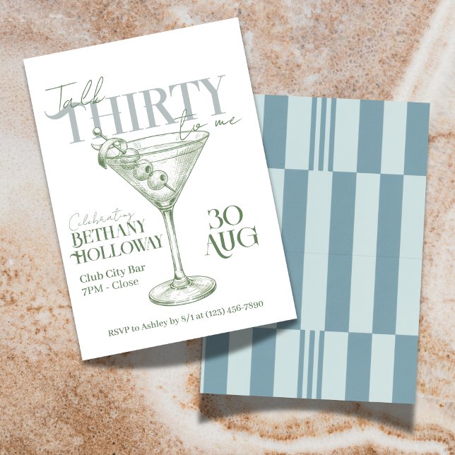 Invitación Talk Thirty To Me Martini Cocktail 30th Birthday (Celebrate the big 3-0 with this stylish Talk Thirty To Me Martini Cocktail 30th Birthday Invitation!)