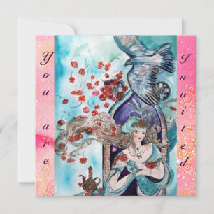 Invitación TALLA DE LA CARNE TURCA, brillantes chispas rosada