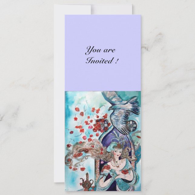 Invitación TALLA DE LA CARRERA TURCA, blanco azul brillante (Anverso)