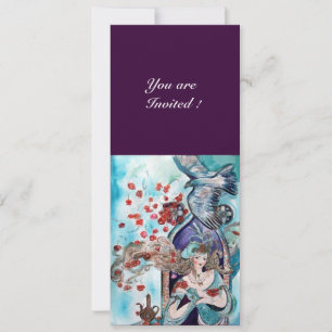 Invitación TALLA DE LA FERIA TURCA, púrpura blanca azul brill