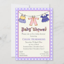 Invitación Talla de ropa de bebé ducha personalizada