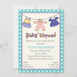 Invitación Talla de ropa de bebé ducha personalizada