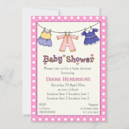 Invitación Talla de ropa de bebé ducha personalizada
