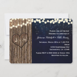 Invitación tallada árbol rústico de la boda de la