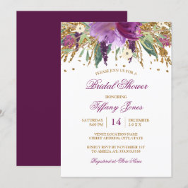 Invitación Taller de boda de amatista floral con acuarela bri