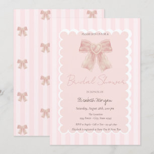 Invitación Taller de boda de lazo rosa acuarela rayado