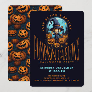 Invitación Taller de Calabazas Espeluznantes Fiesta de Hallow