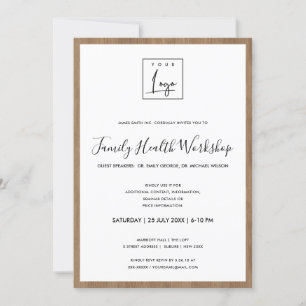 INVITACIÓN TALLER DE EVENTO DE LOGO DE MADERA RÚSTICA