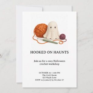 Invitación Taller de ganchillo de Halloween "Hooked on Haunts
