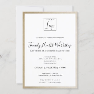 INVITACIÓN TALLER DE LOGOTIPO DE ORO GLAM FALSO HOJA DE EVENT