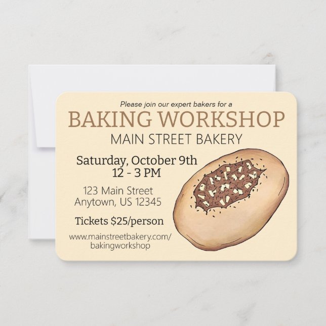 Invitación Taller de panificación judía de panadería Bialy (Anverso)
