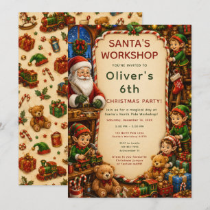 Invitación Taller de Santa Fiesta de Navidad para Niños