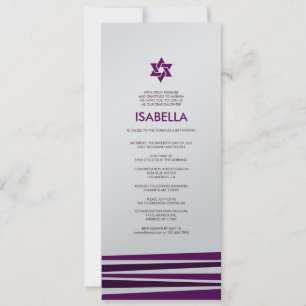 Invitación Tallit Bar Mitzvah en plata metálica