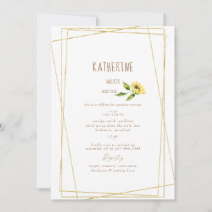 Invitación Tallo de girasol acuarela ducha de novia moderna
