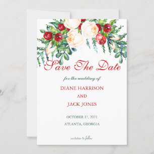Invitación Tallos de Acuarela de Rosa y Frutas para Boda