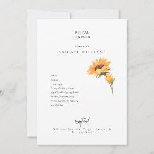 Invitación Tallos de girasol de simplicidad Boda nupcial blan