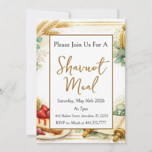 Invitación Tallos de trigo de Shavuot, Tarta de queso, Rollo