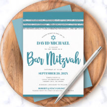 Tallt de Bar Mitzvah Plata Verde Acuario Simple Mo