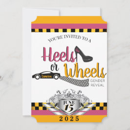 Invitación Talones o ruedas {coche} Revelación de género rosa