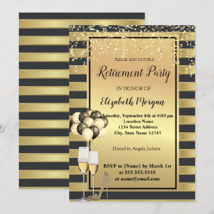 Invitación Talones, vidrio, globos, Fiesta de retiro de banda