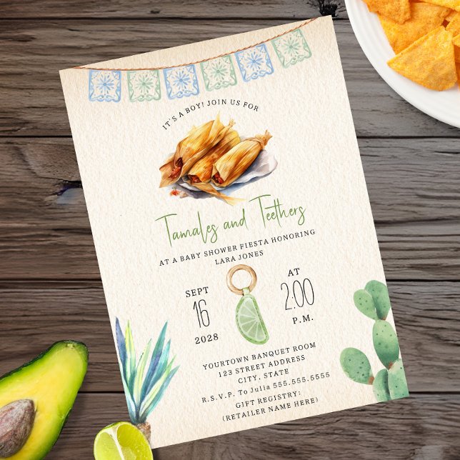 Invitación Tamales y Teethers Boy Baby Shower Fiesta (Subido por el creador)