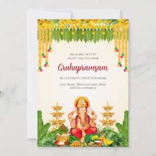 Invitación Tamil Gruhapravesham invita a Telugu Housewarming