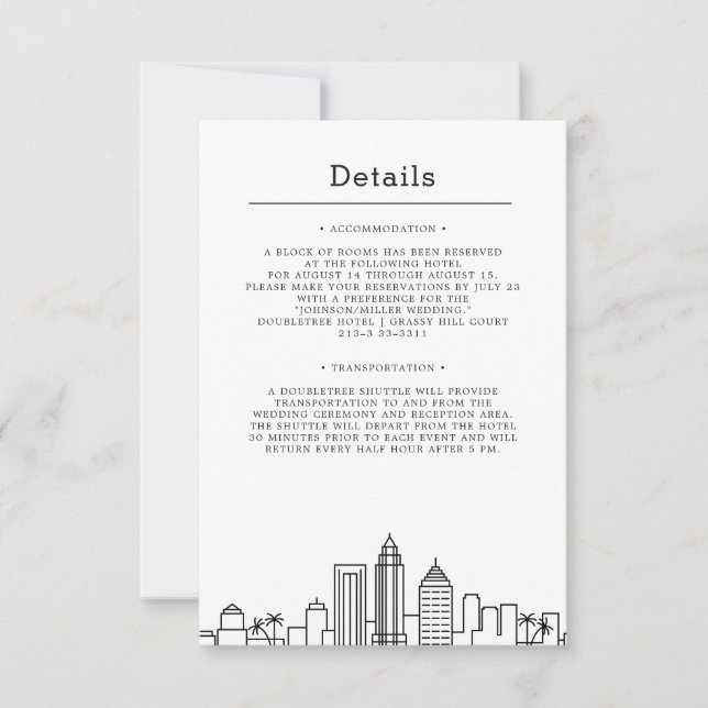 Invitación Tampa, Boda de Florida | Detalles del invitado (Anverso)