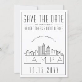 Invitación Tampa, Boda Fl | Estilizado Skyline Guardar la fec