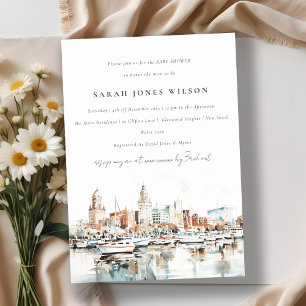 Invitación Tampa Florida Skyline Watercolor Baby Shower