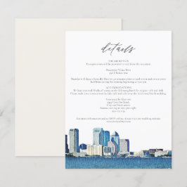 Invitación TAMPA FLORIDA Watercolor Skyline Details Card