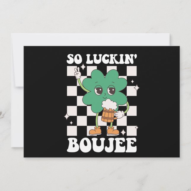 Invitación Tan afortunado Boujee de Bouckin, el día de San Pa (Anverso)