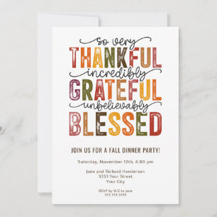 Invitación Tan agradecido Fiesta de la cena otoño